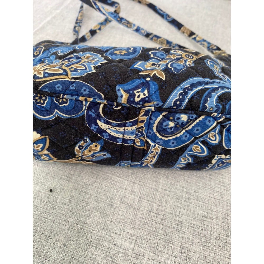 Vera Bradley Shoulder Bag Women Small Blue Moon Blooms Quilted Paisley Excellent - Picture 7 of 13